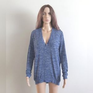 Aritzia Wilfred Free blue oversized low v neck sweater  long line